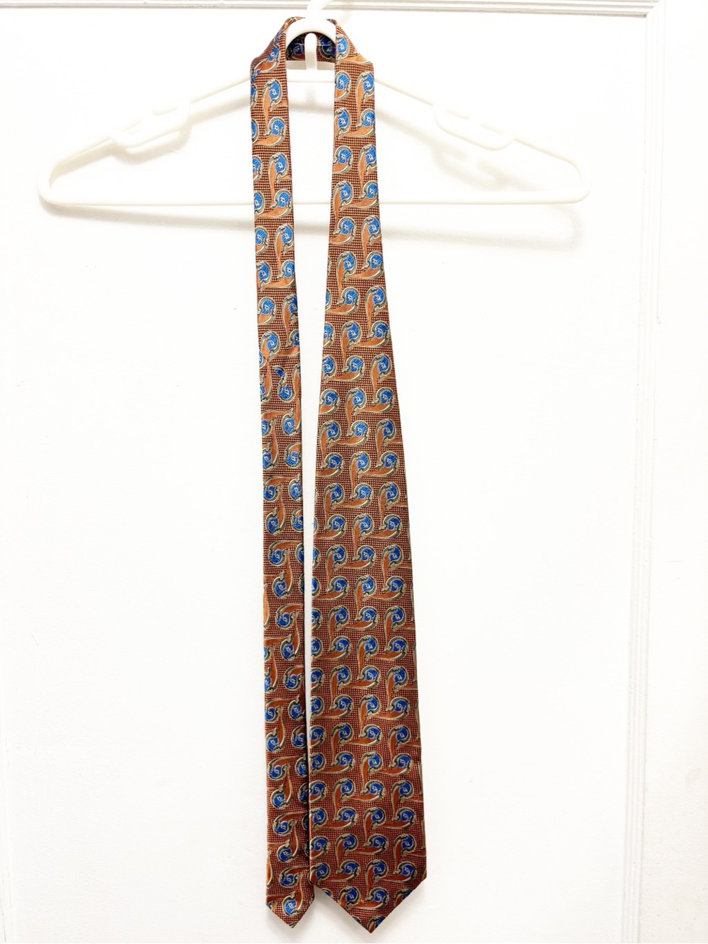 City of London Ferrell Reed Copper Brown Gold Silk Tie Hand Woven in Switzerland